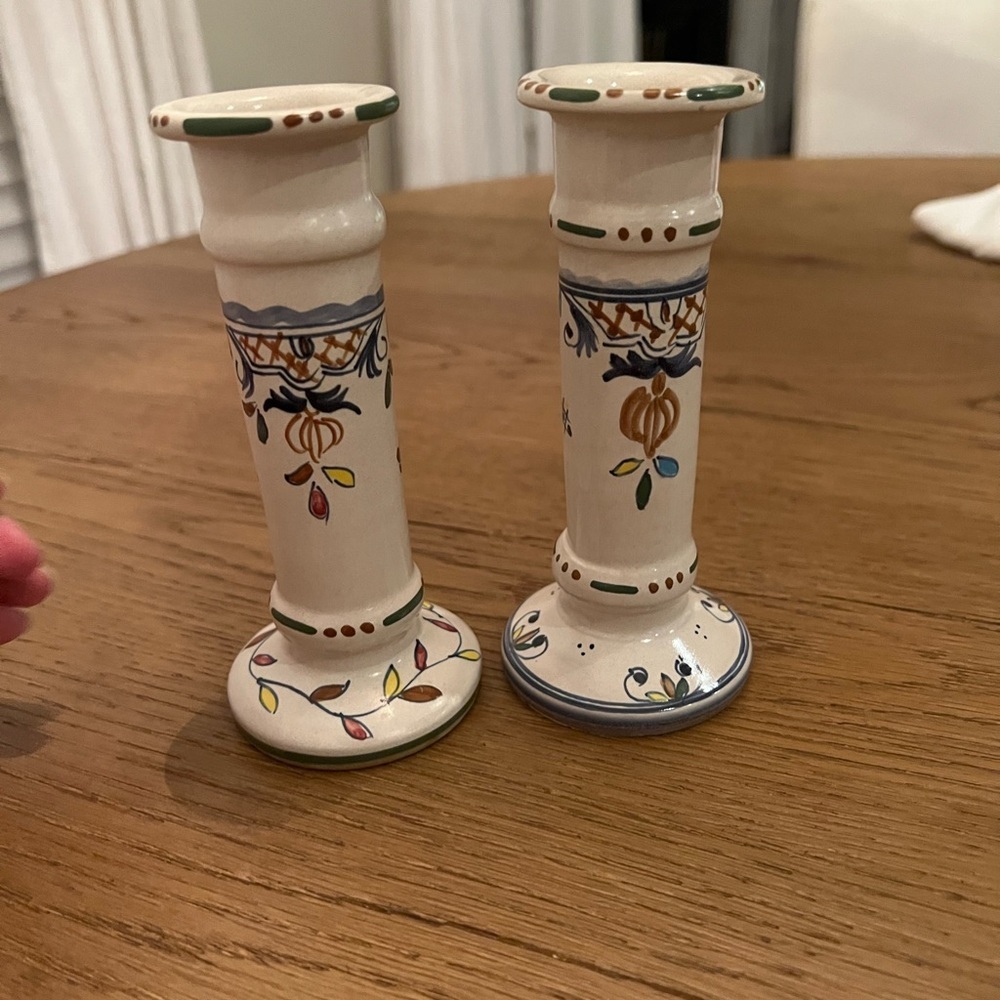 Vintage Cecconi Orvieto Italian Handcrafted &hand painted Ceramic Candle Holders